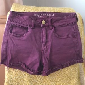 Cute pair of American Eagle Outfitters cut-off shorts, rich eggplant color. NWOT